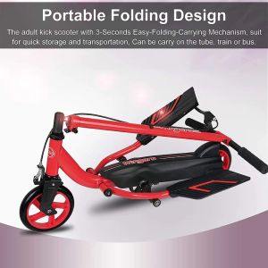 Folding Teens Kick Scooter Can Load 70KG, 18cm Big PU Wheel & Hand Brake Bicycle