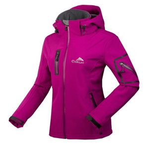 ソフトシェルジャケットの女性防水ジャケットレインコート屋外ハイキング服スポーツ女性風の柔らかいシェルフリース2371486