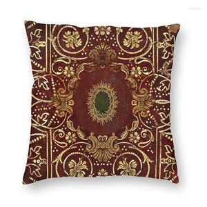 Pillow Elizabethan Style Gilded Leather Book Cover Sofa Home Decor Vintage Floral Textures Square Case 40x40