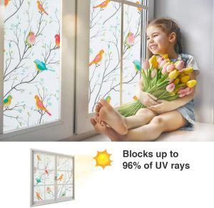 Bunpig Window Film Birdsプライバシーガラスのための接着性のつや消しの装飾窓は、ホームバスルームのためのガラス抗UV静的ステッカーを締めます