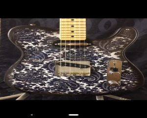 Nadir Brad İmza Şeridi Sparkle Paisley Elektro Gitar Akçaağaç Boyun Çift Siyah Vücut Bağlama 3 Sele Köprüsü Chrome Hard6884798