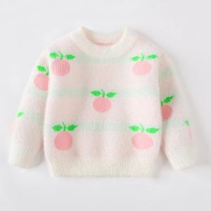 Kızlar kazak bahar sonbahar çocukları yünlü örgü kazak sweatshirt kıyafetleri bebek için 1 ila 6 yaşındayken çocuk kazak üstleri 2024