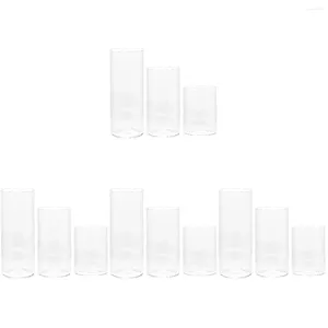 Candle Holders 12 Pcs Glass Cup Clear Jars Shades Candles Cylinders Cover Holder Tall Pillar Supplies