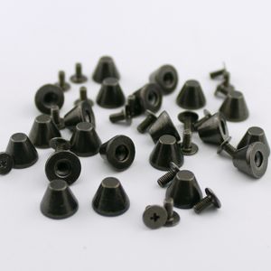 20pcs 10*8mm銃の黒いネジバックスパイク衣類パンクロックアロイスタッドリベットDIYレザークラフトシューズバッグ用アクセサリー