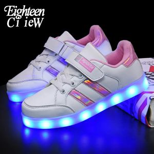 Sneaker taglia 2537 bambini Scarpe luminose USB Ricarica scarpe da ginnastica con una ragazza leggera indossare sneaker casual sneaker chaussure lumineuse