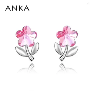 Dangle Earrings ANKA Super Deal Plum Flower Bohemian Vintage Lady Earring Rhodium Plated Crystals From Austria #86880