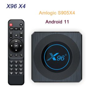 New X96 X4 Android 11 AMLOGIC S905X4スマートテレビボックスBT4.1 1000M 8K 4G 64G RGBライト2.45GデュアルWIFI AV1メディアプレーヤーセットトップボックス