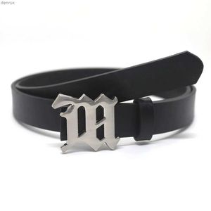 Belts Gothic Egirl Silver Metal M-shaped Snap PU Belt Ceinture Jean Pants Waistband Belts for Lady Luxury Designer Y2k AccessoriesL240409