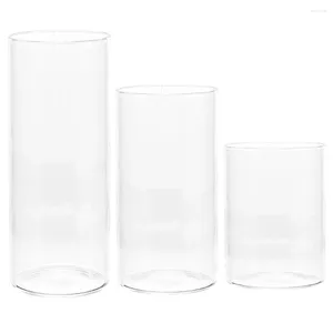 Candle Holders 3Pcs Clear Glass Cylinder Candleholder Chimney Tube Pillar Holder Cup