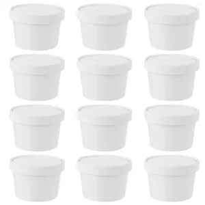 Disposable Cups Straws 25 Sets 8 Ice Cream Box Side Dish Paper Food Containers Lids Kraft Covers Mini Martini Glasses