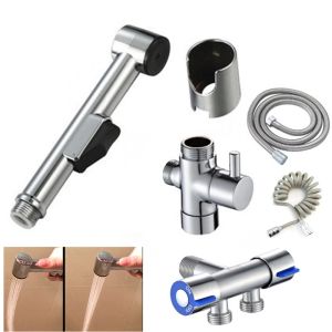 ABS Long Sprayer Handheld Toalett Bidet med vattenslanghållare Shattaf Spray Badrum för Ass Anal Wash Munstycke Dusch Head Kit K5