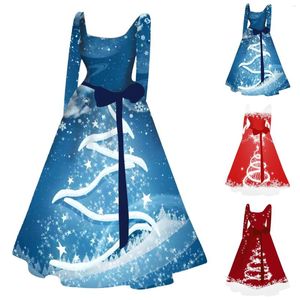 Casual Dresses 2024 Christmas Costumes For Women Tree Santa Sequin Vintage Strap Flare Dress Long Sleeve Xmas Cocktail