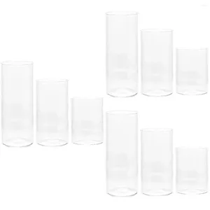 Ljushållare 9 datorer Glass Cup Clear Hushållens skuggor Ljuspelarhållare Cover Cylinder Covers