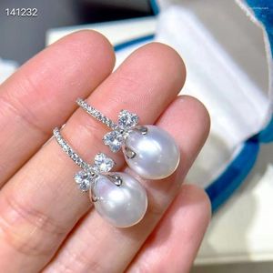 Dangle Earrings Classic 10-13mm South Sea Drop White Pearl Carring 925S