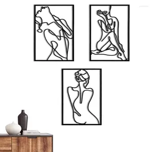 フレームメタルアートの壁の装飾女性抽象3PCSキッチンバスルームのリビングルームのミニマリスト