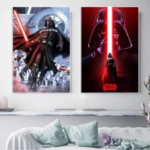 Disney Mandalorian Movie Poster Imprimir Darth Vader Stormtrooper Graffiti Canvas Pintura de super -herói de arte de arte de parede decoração