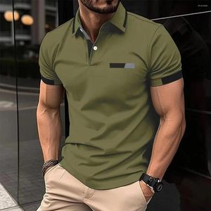 Camisas casuais masculinas 2024 Camisa de lazer de fronteira transversal com brota de bolso de bolso de bolso do peito falso