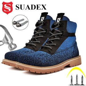 Stivali Suadex Safety Scarpe Men Cap Steel Cap calzature Antipuncture Stivali da lavoro Lightweight Safety Indestrucible Shoes Plus Times 4046