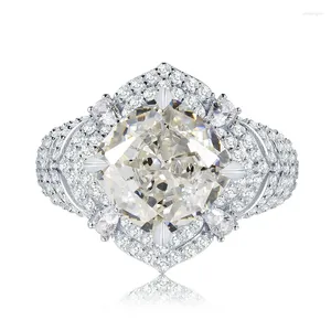 Cluster Rings Springlady 925 стерлинговое серебро, измельченное срез, G Color Lab Sapphire Gemstone Свадебное обручальное кольцо, коктейль