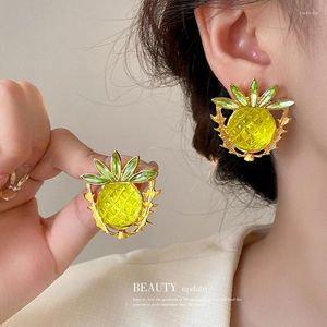 Brincos de bloqueio de luxo de luxo e design personalizado com strassina abacaxi um estilo vintage requintado para mulheres