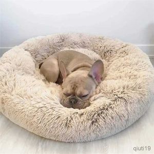 Cat Beds Furniture 40-90cm Round Pet Bed For Large Dog Bed Super Soft Cat Carpet Bed Long Plush Dog House For Medium Dog House Winter Warm Sleeping