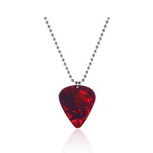 Eddie guitar pick necklace, heart-shaped ruby pendant, 2024 new all-match style couple necklace yq2404092