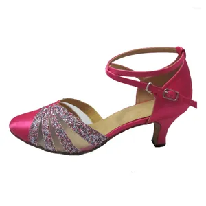 Scarpe da ballo elisha scarpa personalizzata con tacco da donna chiusa da ballo chiusa moderna salsa latina di colore rosa sola morbida