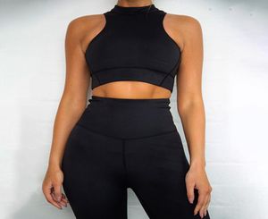 Women 2 Piece Workout Yoga Ställer in Sportswear -dragkedja Crop Tops POLLED och Gym Push Up Leggings Sports Suits Women039s Tracksuits S7476833