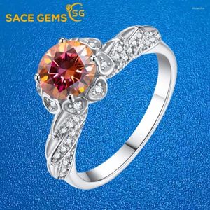 حلقات الكتلة SACE GEMS GRA معتمدة 1CT MOISSANITE RING VVS1 LAB Diamond Solitaire for Women Enighter Promise Bresident Band Jewelry