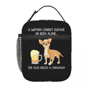 Mãe de Chihuahua e cerveja personalizada para almoçar para cães homens homens mais frescos da lancheira térmica isolada para a escola de estudantes