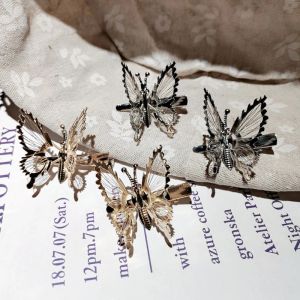449b 10pcs 3D hareketli kelebek şekilli saç klipsleri metal içi boş metalik uçan kelebek barrettes kit saç aksesuarları kadın