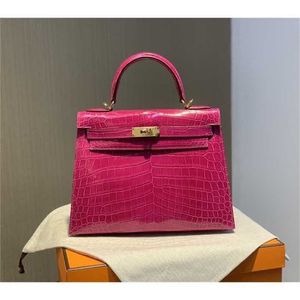 Handbag Crocodile Leather 7A Quality Genuine Handswen 28cm real Niloticus bag brand color wax line stitching contZK3W