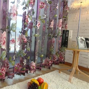 1pc cortinas de tule peony para a janela da cozinha sala de estar quarto jacquard pura de cor cortinas de fios