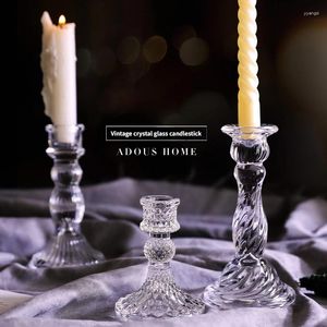 Titulares de velas Vintage Crystal Glass titular para o Dia dos Namorados, Romântico Candlelight Dinner Shooting Props Home Wedding Decor