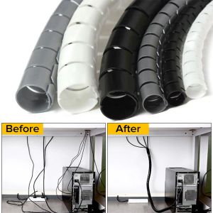 2M Flexible Spiral Cable Organizer Storage Pipe Cord Protector Management Cable Winder Desk Tidy Accessories Cable Wrap Cover