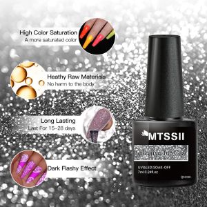 Mtssii 7ml Glitter Glitter Top Top Coat Polish Parkling Shapi Dertans Soaks Off for Manicure Nail Art UV Gel