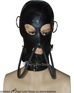 Black Sexy Latex Hood With blindfold Zipper At Back Breathing Tube Open Mouth Nose Eyes Rubber Mask 01125726016