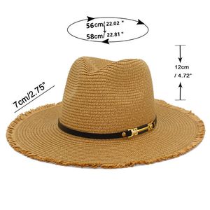 Straw Fedora Hat Women Men Men Fedoras Hats Vintage Trilby Caps Summer Leather Belt Jazz Hat Sunhat Capeau Blower Sun Caps
