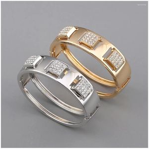 Bangle Hahatoto Exquisite Luxus -Square -Design Golden Statement für Frauen Hochzeit Verlobungs Mode Schmuck