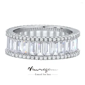 Cluster -Ringe Vinregem Emerald Cut Labor geschaffen Sapphire Edelsteinring für Frauen 925 Sterling Silber Fine Schmuck Ehering