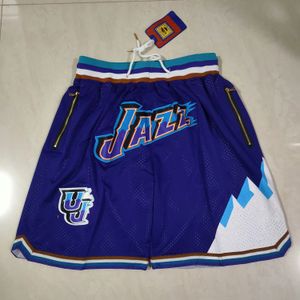 Utah''jazz''Shorts Męskie Shortback Basketball Shorts Pocket Basketball Jersey John 12 Stockton Karl 32 Malone