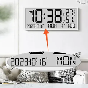 Wall Clocks LCD Screen Large Digital Clock Multifunctional Time Temperature Humidity Display Desktop Battery Powered Electronic