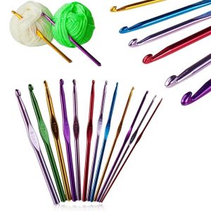 8pcs/10pcs in alluminio aghi da maglieria all'uncinetto in metallo set home home fai da te gicchia di gigante a pinna artigianale Weaving da 2-8 mm per cuci