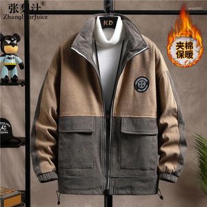 Jackets masculinos 2024 Inverno Autumn Men Stand Collar Cotton Casilted Moda Top casual Plus Retro Patchwork Jacket