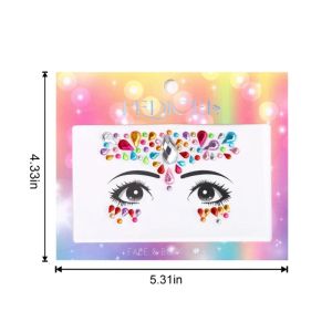 Adesivos de rosto de maquiagem infantil Diamantes de cristal pedras preciosas de férias coloridas Party Glitter Auto Adesivo Eye Face Art Tattoos