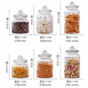 Creative Food Grade Glass Storage Jar Candy Jar Fruit Pickle Jar with Lid Transparent Airtight Jar Glass Container Home Decor