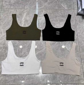 Classic Letter Embroidery Womens Designer High end Knitted Pure Cotton Strap Sexy Short Tank Top