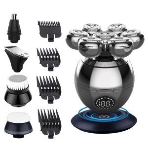 Apparater 7d Floating Head Men's Electric Shaver USB Laddningsdocka LCD -vattentät bärbar näshårtrimmer Bald Razor Hine Shaving