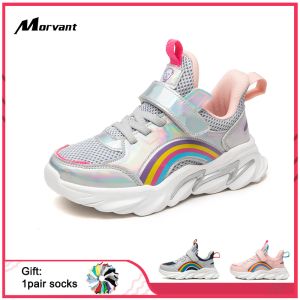 Кроссовки Morvant Kids кроссовки сцепляют дышащие мальчики девочки теннисные кроссовки радужная рисунка дизайн детские повседневные туфли для спортивных туфель