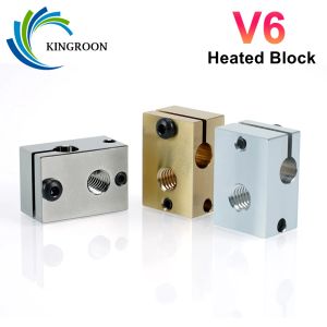 1PC V6加熱ブロック銅メッキブラスアルミニウム加熱ブロックE3D V6 PT100 J-HEAD HOTEND HEATERBLOCK 3Dプリンター部品